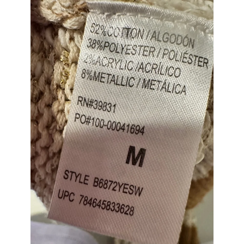 NWT Democracy Cardigan 3/4 Length Sleeves. Tan and Brown. Sz M
